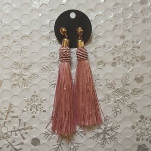 Rose pink big tassel earrings